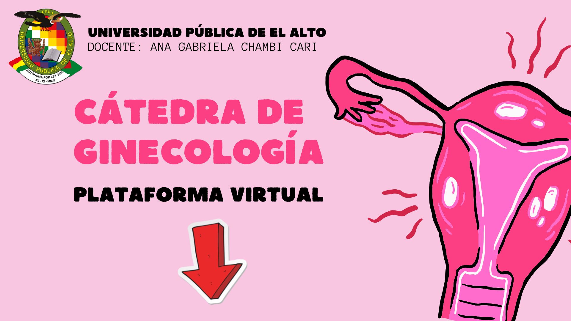 BIENVENIDA A LA PLATAFORMA VIRTUAL DE LA CATEDRA DE GINECOLOGIA